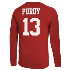 Brock Purdy San Francisco 49ers Majestic Threads Name & Number Long Sleeve T-Shirt - Scarlet T-shirts