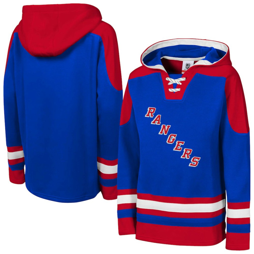 New York Rangers Youth Ageless Must Have Home V-Neck Pullover Hoodie - Blue | US 200983949