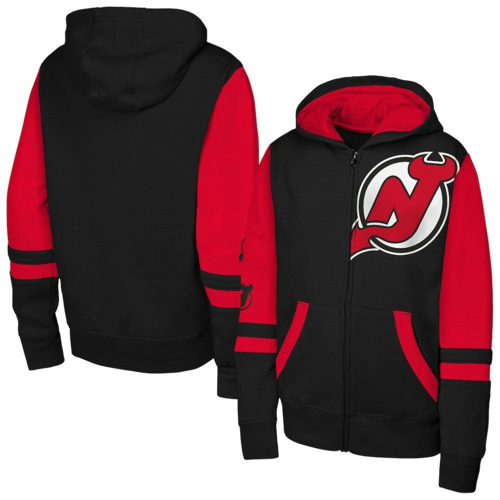 New Jersey Devils Youth Face Off Full-Zip Hoodie - Black | US 200984211