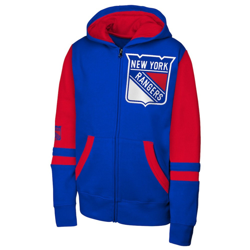 New York Rangers Youth Face Off Full-Zip Hoodie - Blue | US 200984213