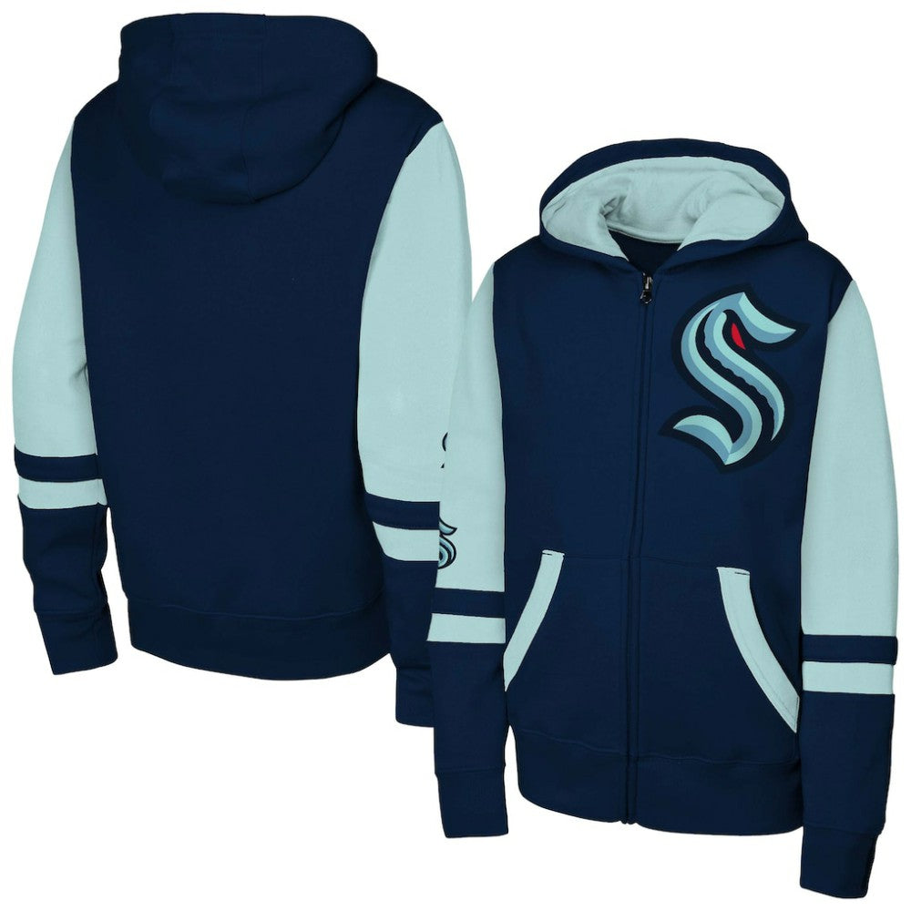 Seattle Kraken Youth Face Off Full-Zip Hoodie - Navy | US 200984226