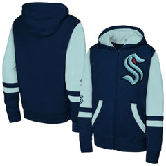 Seattle Kraken Youth Face Off Full-Zip Hoodie - Navy | US 200984226
