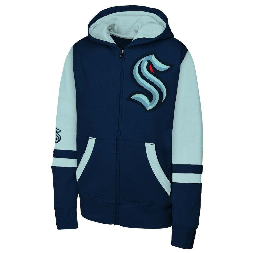 Seattle Kraken Youth Face Off Full-Zip Hoodie - Navy | US 200984226