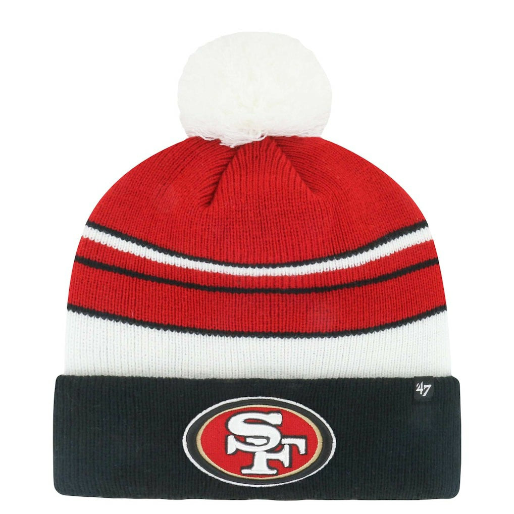 San Francisco 49ers '47 Youth Peewee Cuffed Knit Hat with Pom - Scarlet/Black Hats