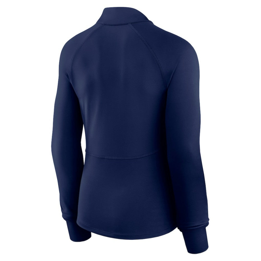 Atlanta Braves Fanatics Women's Elements Raglan Tri-Blend Quarter-Zip Top - Navy Tops