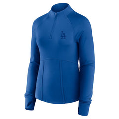 Los Angeles Dodgers Fanatics Women's Elements Raglan Tri-Blend Quarter-Zip Top - Royal Tops