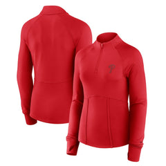 Philadelphia Phillies Fanatics Women's Elements Raglan Tri-Blend Quarter-Zip Top - Red Tops