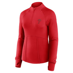 Philadelphia Phillies Fanatics Women's Elements Raglan Tri-Blend Quarter-Zip Top - Red Tops