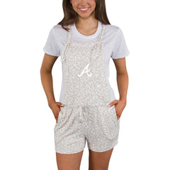 Atlanta Braves Concepts Sport Women's Montana Hacci Knit Romper Overalls - Cream