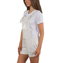 Atlanta Braves Concepts Sport Women's Montana Hacci Knit Romper Overalls - Cream
