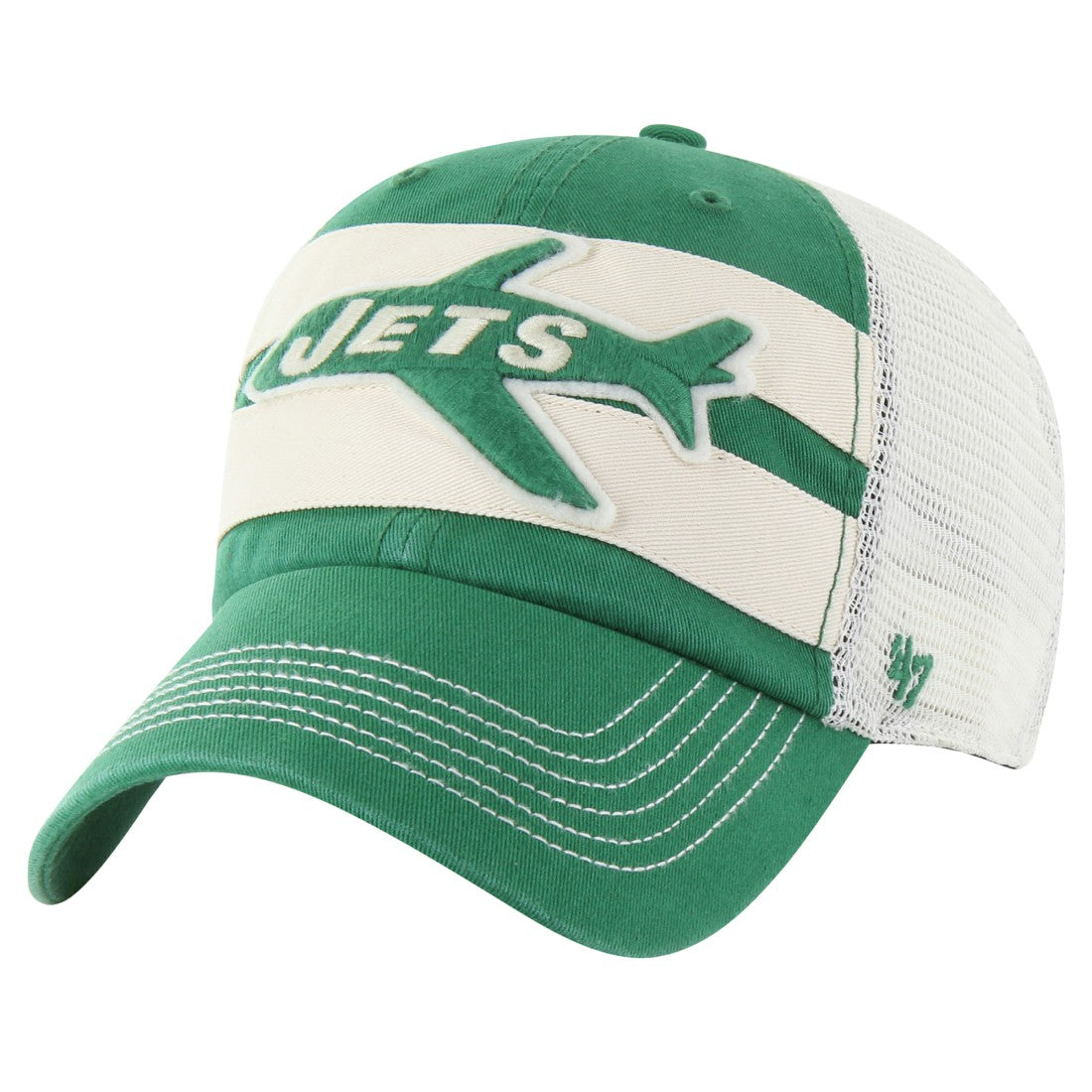New York Jets '47 Throwback Clubhouse Boon Clean-Up Trucker Adjustable Hat - Kelly Green Hats