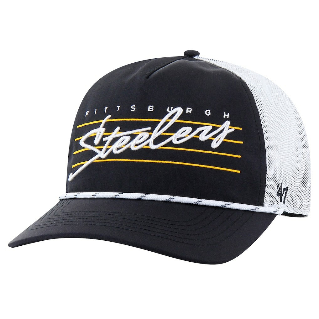 Pittsburgh Steelers '47 Downburst Relaxed Hitch Trucker Adjustable Hat - Black/White Hats
