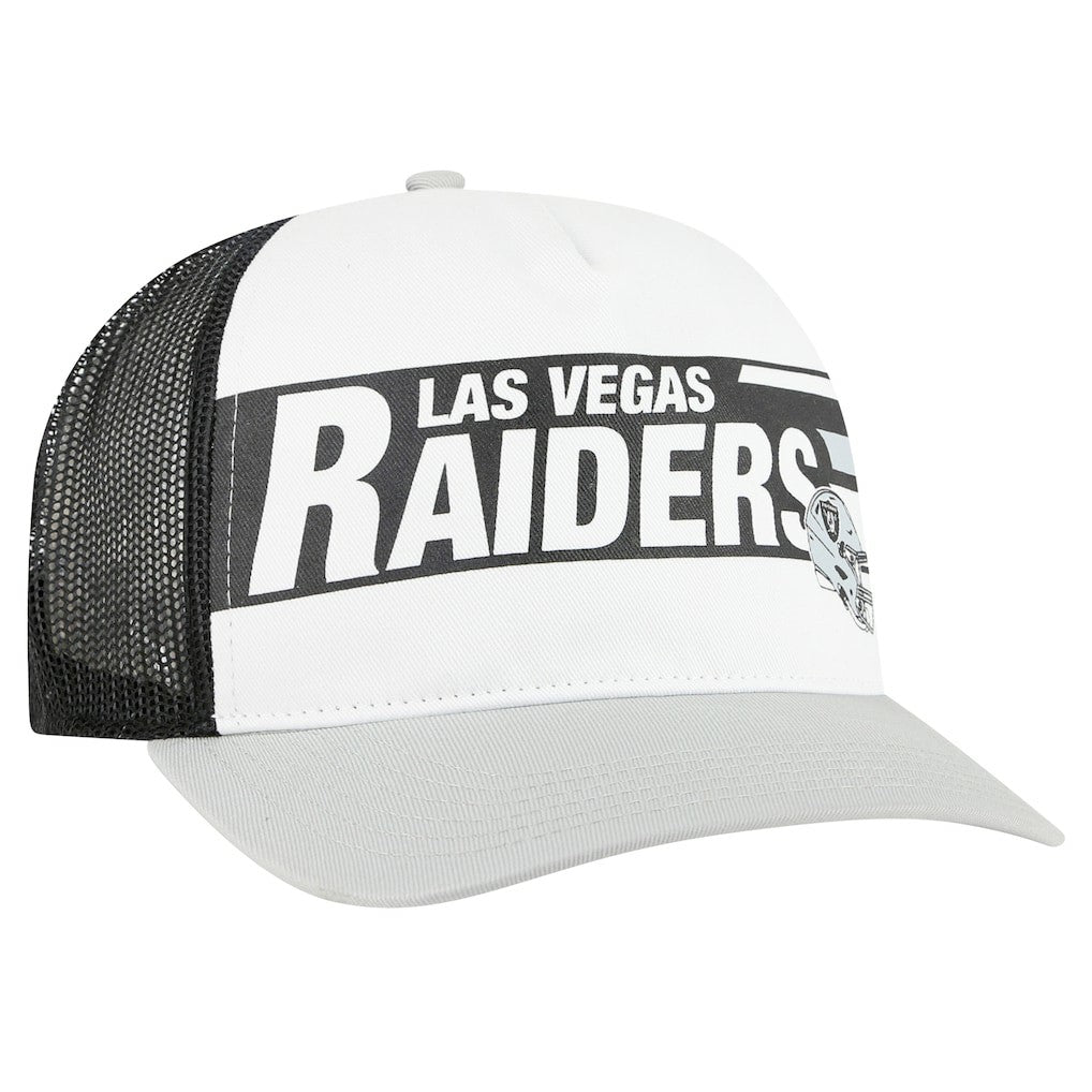 Las Vegas Raiders '47 Stack Line Hitch Trucker Adjustable Hat - White/Gray Hats