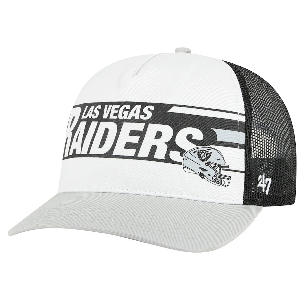 Las Vegas Raiders '47 Stack Line Hitch Trucker Adjustable Hat - White/Gray Hats