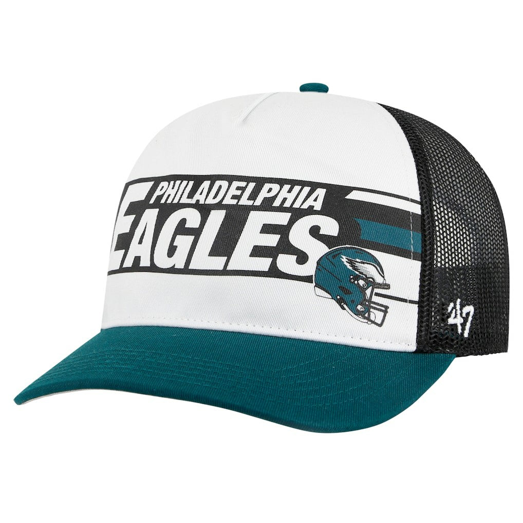 Philadelphia Eagles '47 Stack Line Hitch Trucker Adjustable Hat - White/Midnight Green Hats