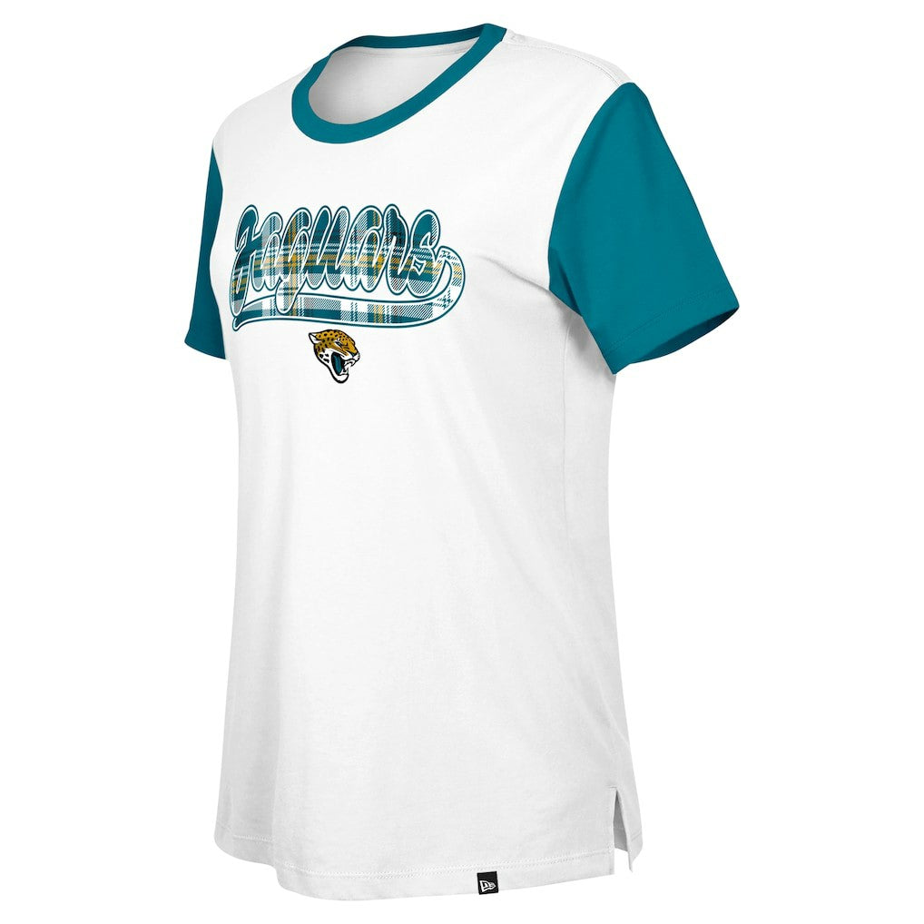 Jacksonville Jaguars New Era Women's 3rd Down T-Shirt - White/Teal T-shirts