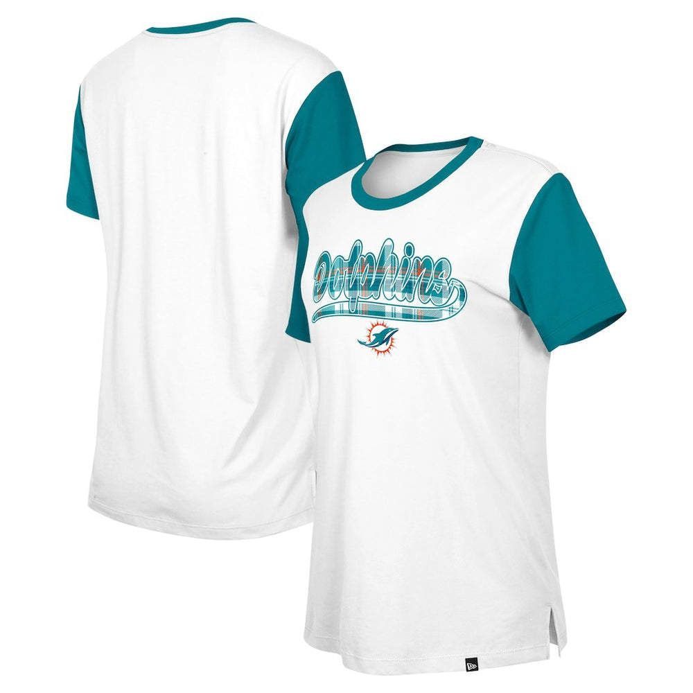 Miami Dolphins New Era Women's 3rd Down T-Shirt - White/Aqua T-shirts