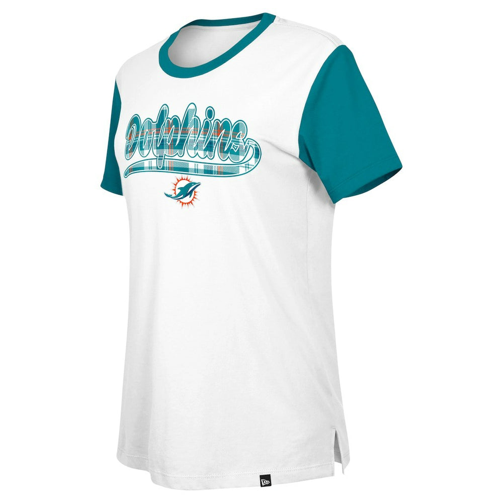 Miami Dolphins New Era Women's 3rd Down T-Shirt - White/Aqua T-shirts