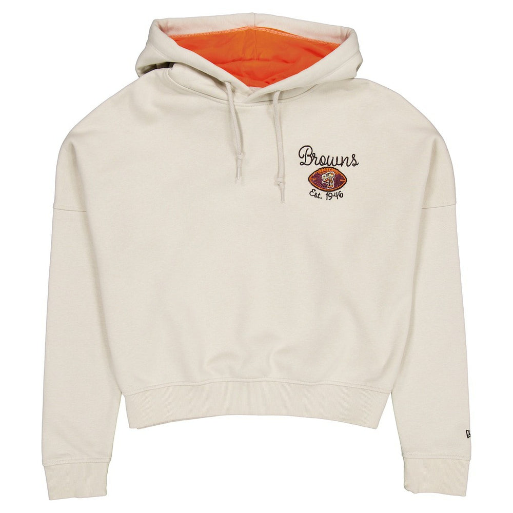 Cleveland Browns New Era Women's 3rd Down Historic Pullover Hoodie - Cream Hoodies