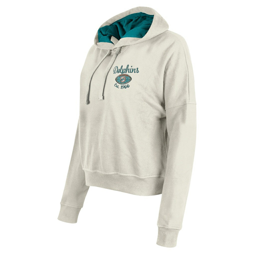 Miami Dolphins New Era Women's 3rd Down Historic Pullover Hoodie - Cream Hoodies