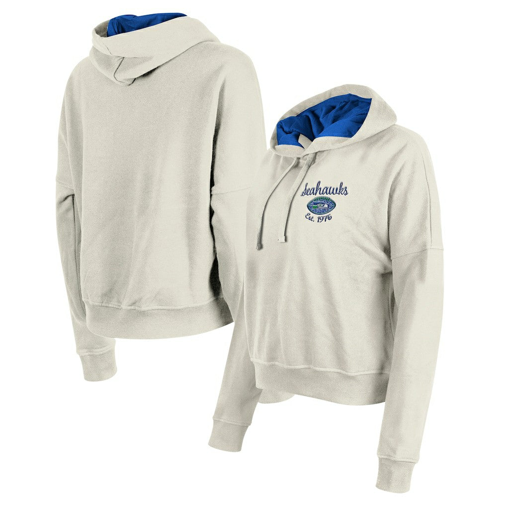 Seattle Seahawks New Era Women's 3rd Down Historic Pullover Hoodie - Cream Hoodies