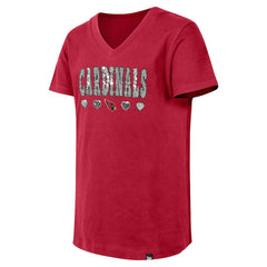 Arizona Cardinals New Era Girls Youth Flip Sequin V-Neck T-Shirt - Cardinal T-shirts