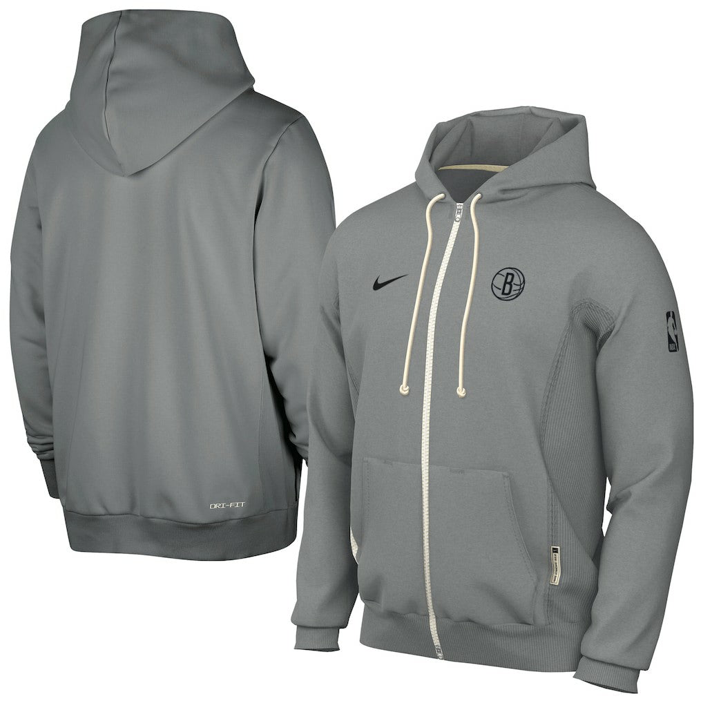 Brooklyn Nets Authentic Standard Issue Full-Zip Hoodie Jacket Gray - Nike