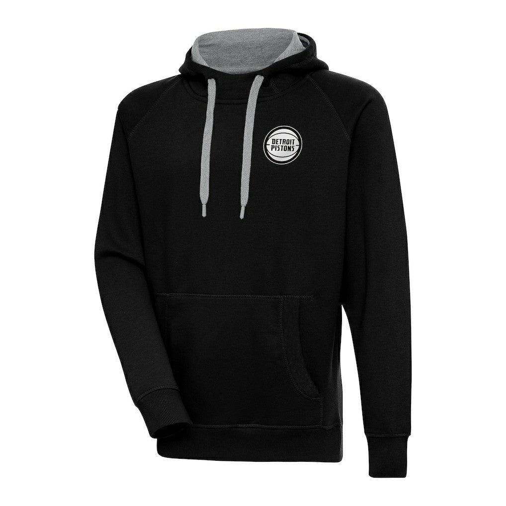Detroit Pistons Antigua Metallic Logo Victory Pullover Hoodie Black outlet
