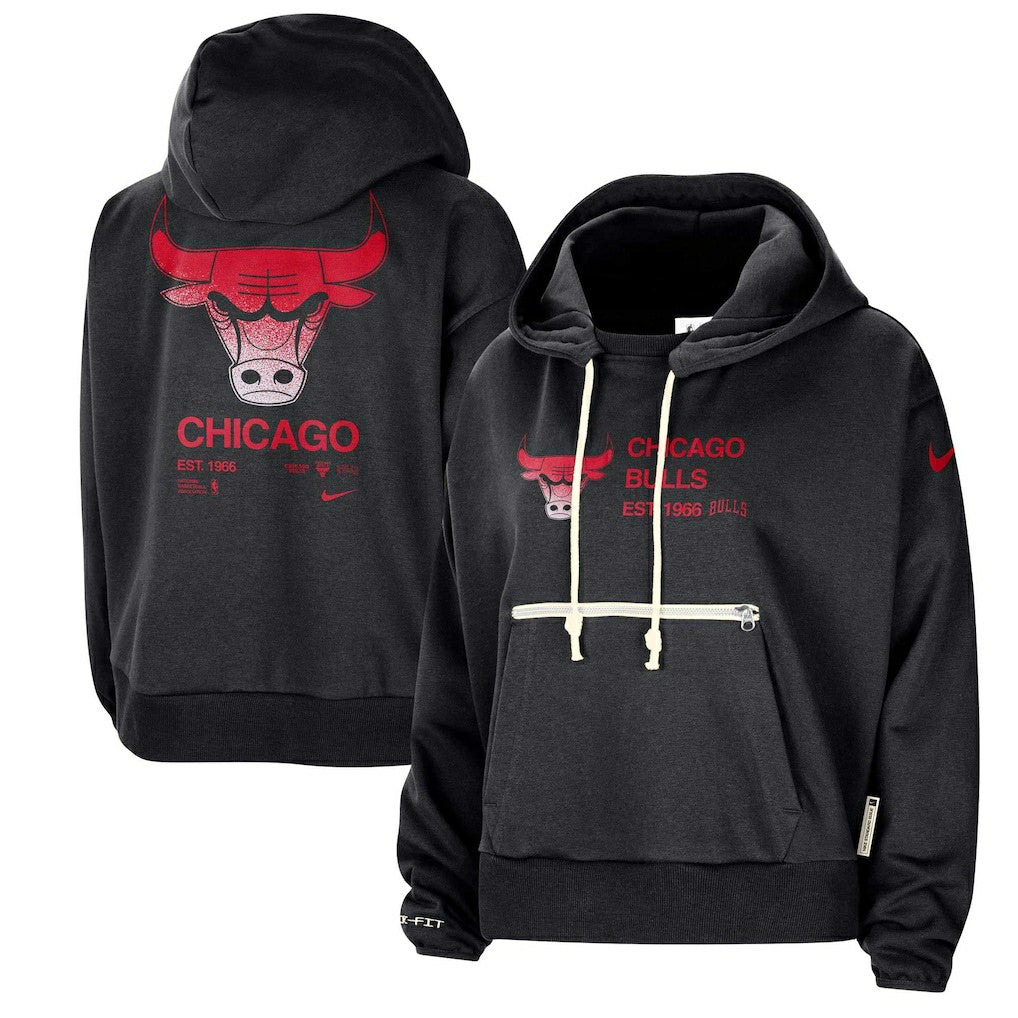 Chicago Bulls Women's Courtside Standard Issue Performance Pullover Hoodie Black - Nike