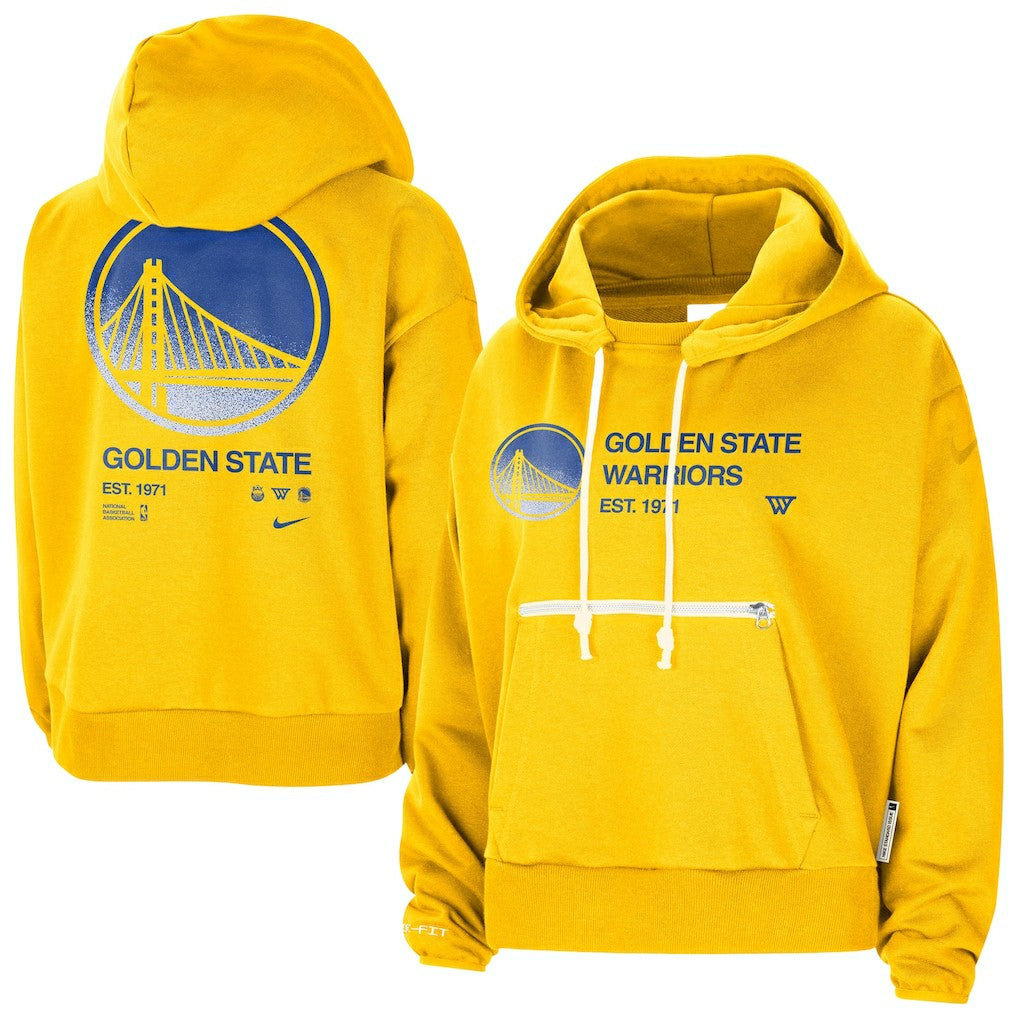 Golden State Warriors Women's Courtside Standard Issue Performance Pullover Hoodie Gold - Nike