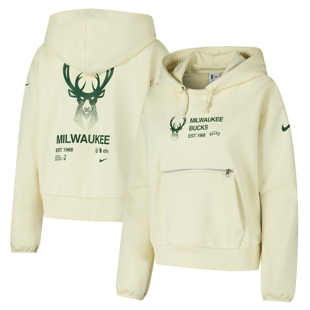 Milwaukee Bucks Women's Courtside Standard Issue Performance Pullover Hoodie Cream - Nike