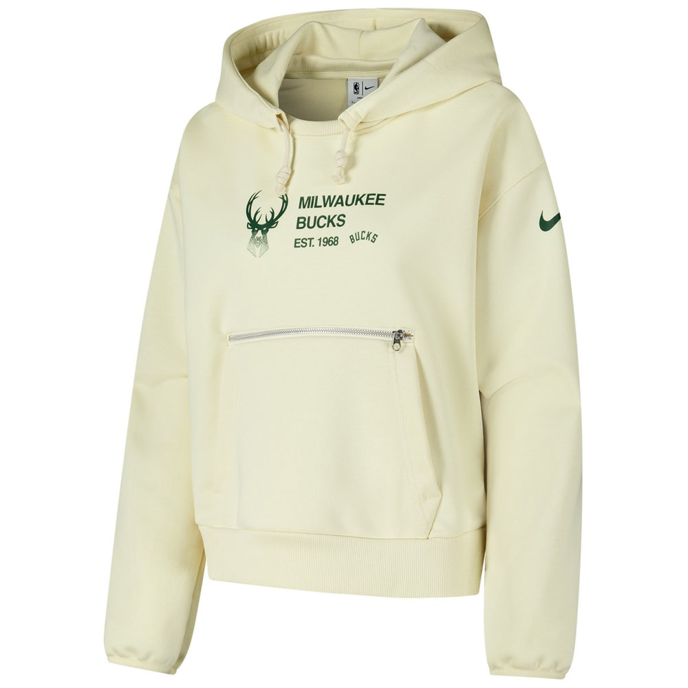 Milwaukee Bucks Women's Courtside Standard Issue Performance Pullover Hoodie Cream - Nike