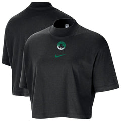 Boston Celtics Women's Courtside Mock Neck Loose Fit Cropped T-Shirt Black - Nike
