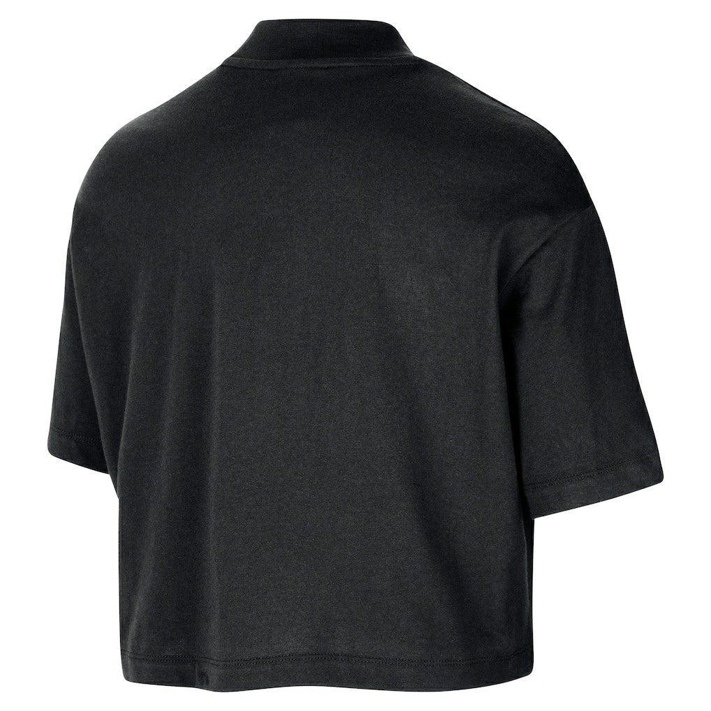 Boston Celtics Women's Courtside Mock Neck Loose Fit Cropped T-Shirt Black - Nike