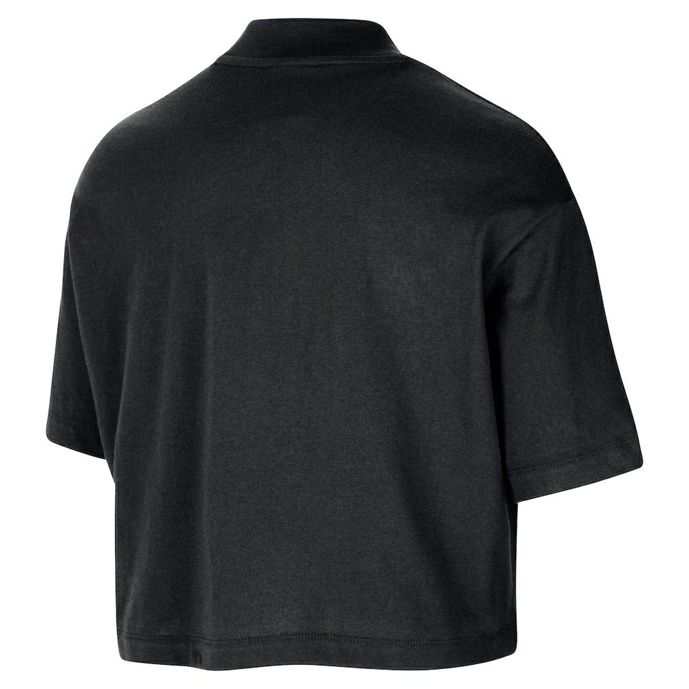 Boston Celtics Women's Courtside Mock Neck Loose Fit Cropped T-Shirt Black - Nike