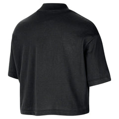 Boston Celtics Women's Courtside Mock Neck Loose Fit Cropped T-Shirt Black - Nike