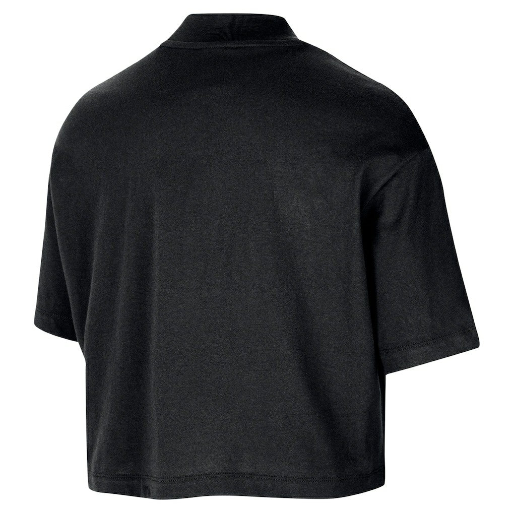 Chicago Bulls Women's Courtside Mock Neck Loose Fit Cropped T-Shirt Black - Nike outlet