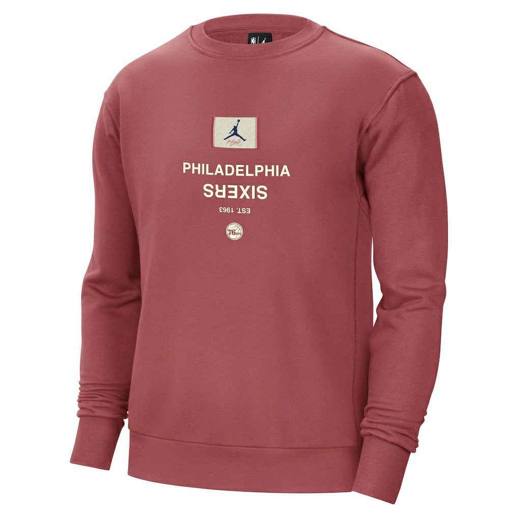 Philadelphia 76ers Jordan Brand Courtside Statement Edition Heavyweight Pullover Sweatshirt Red