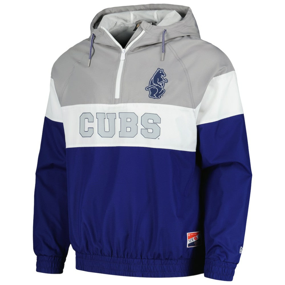 Chicago Cubs New Era Ripstop Raglan Quarter-Zip Hoodie Windbreaker Jacket - Royal Jackets