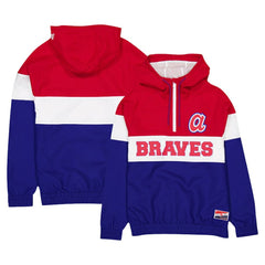 Atlanta Braves New Era Ripstop Raglan Quarter-Zip Hoodie Windbreaker Jacket - Blue Jackets