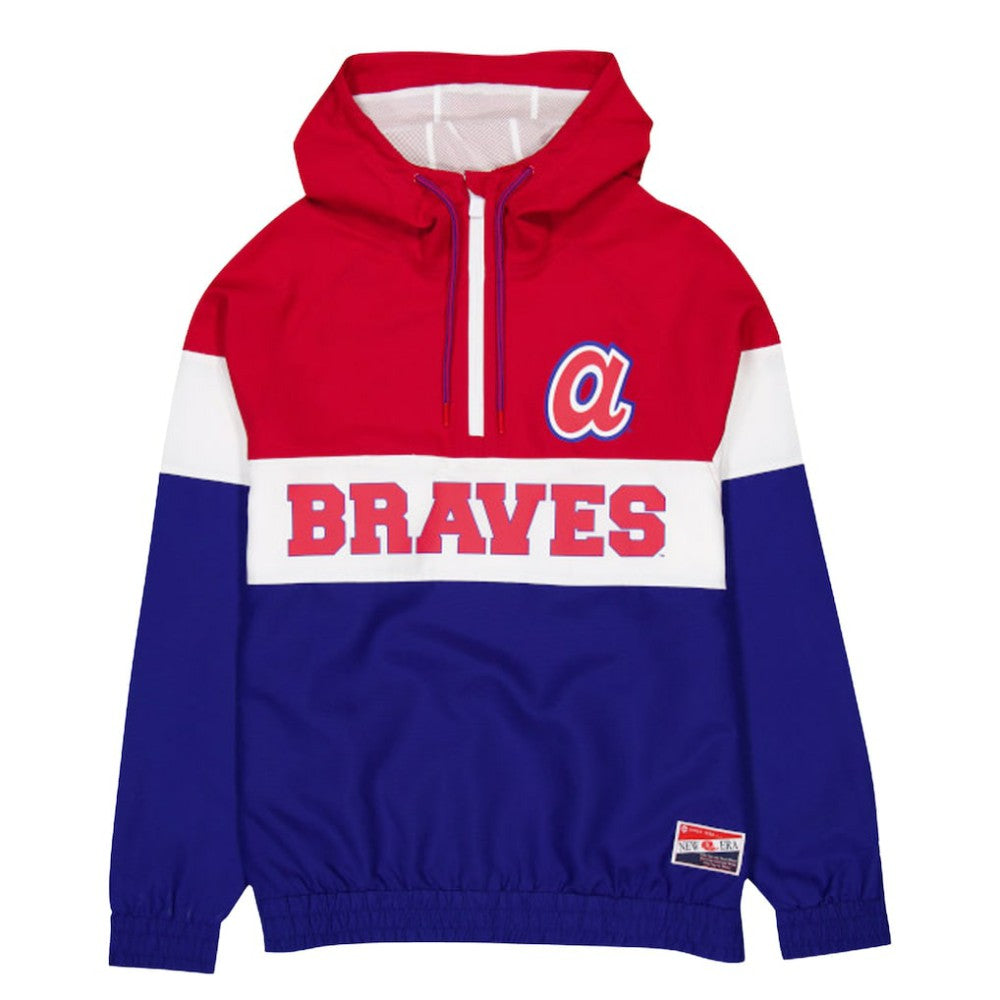 Atlanta Braves New Era Ripstop Raglan Quarter-Zip Hoodie Windbreaker Jacket - Blue Jackets