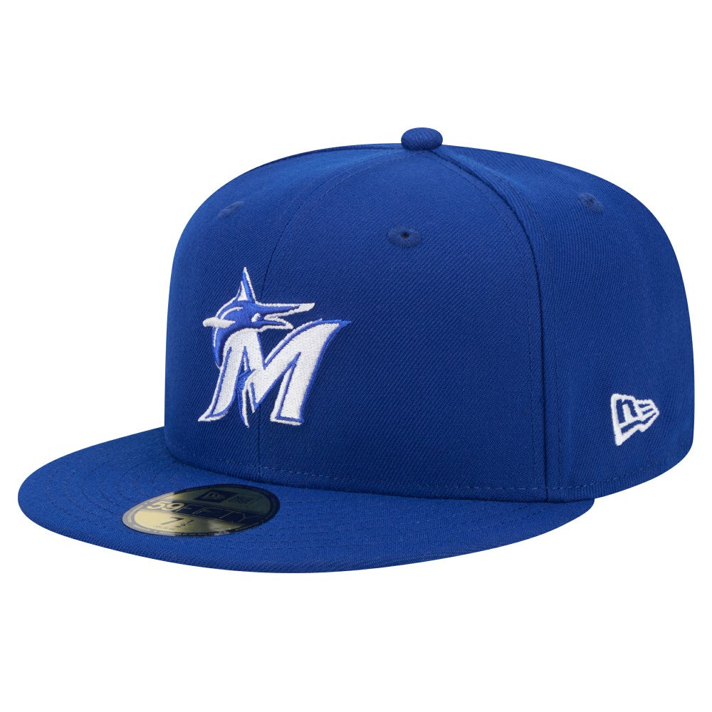 Miami Marlins New Era White Logo 59FIFTY Fitted Hat - Royal Hats
