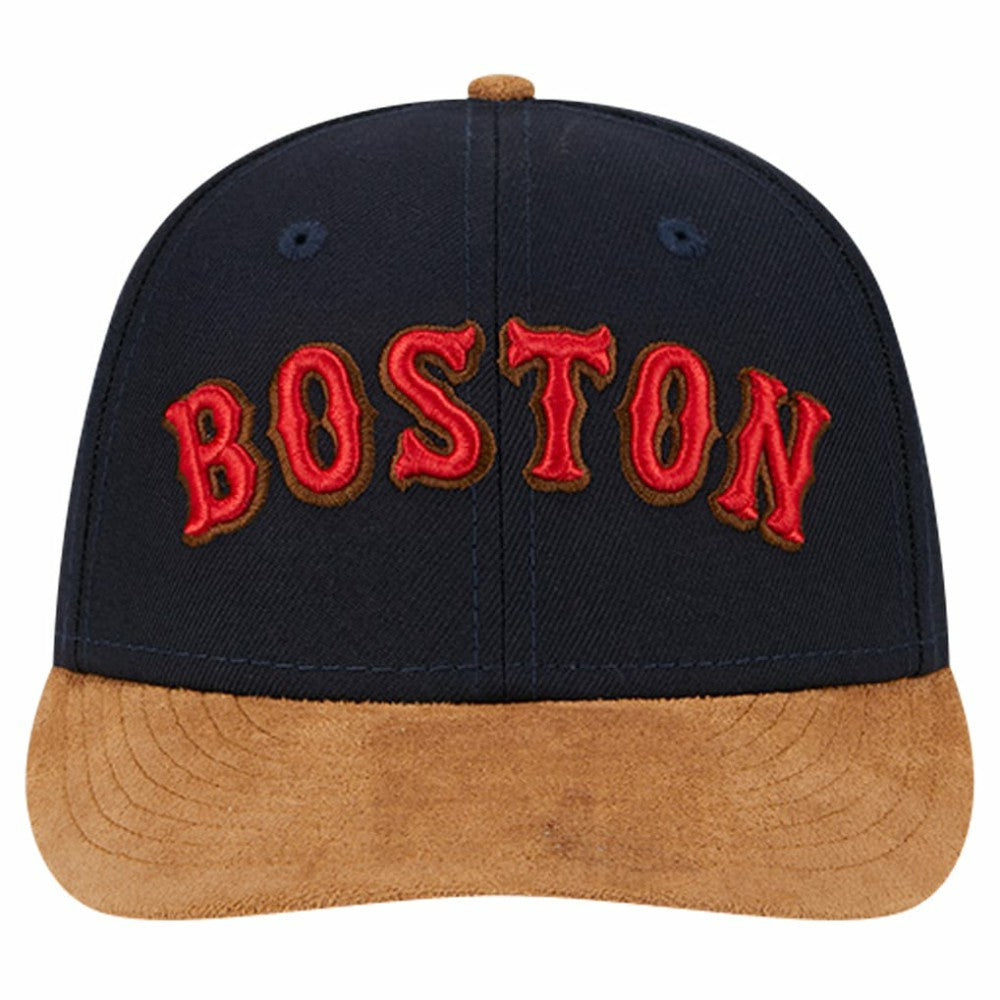 Boston Red Sox New Era Team Suede Visor Low Profile 59FIFTY Fitted Hat - Navy Hats