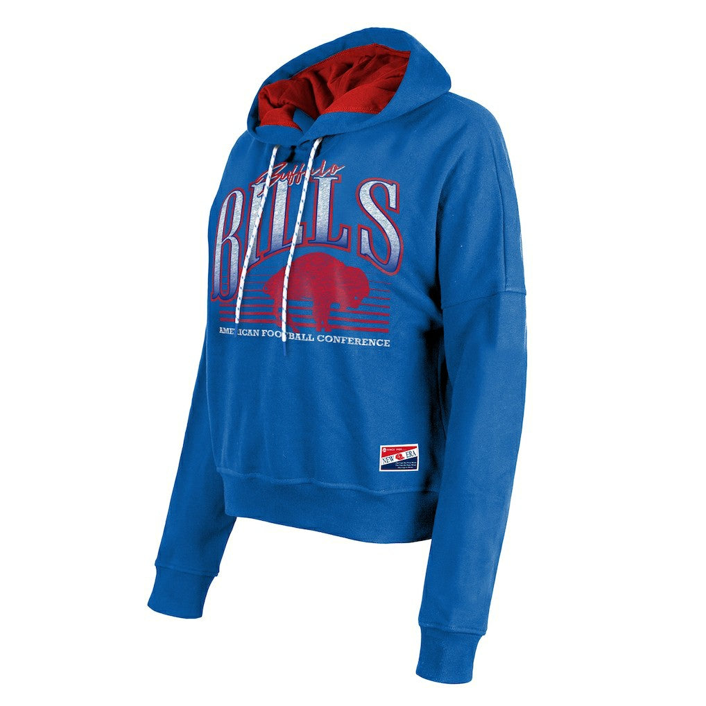 Buffalo Bills New Era Women's Throwback Boxy Pullover Hoodie - Royal Hoodies