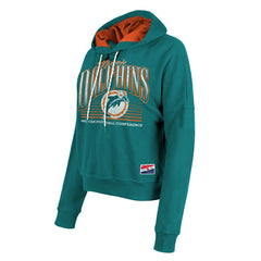Miami Dolphins New Era Women's Throwback Boxy Pullover Hoodie - Aqua Hoodies