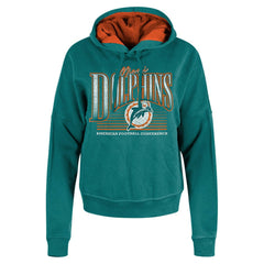 Miami Dolphins New Era Women's Throwback Boxy Pullover Hoodie - Aqua Hoodies