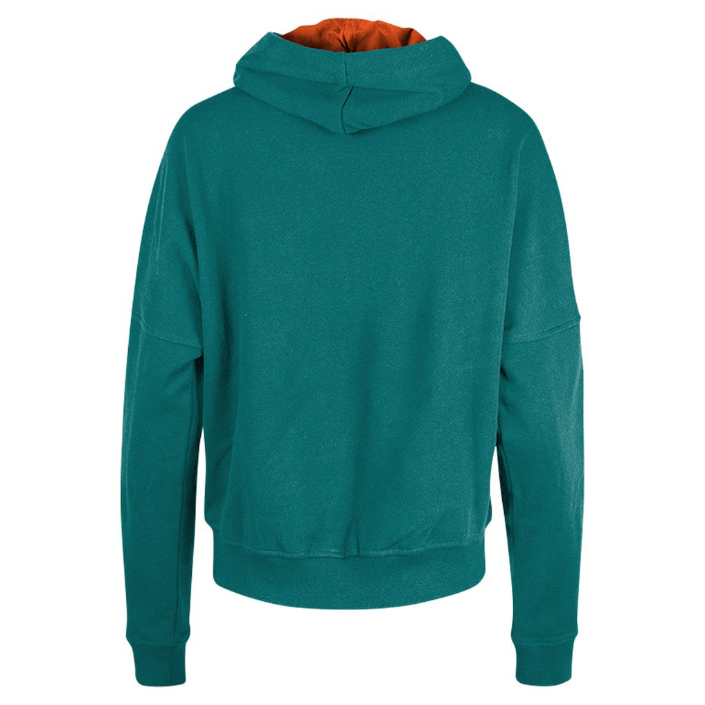 Miami Dolphins New Era Women's Throwback Boxy Pullover Hoodie - Aqua Hoodies