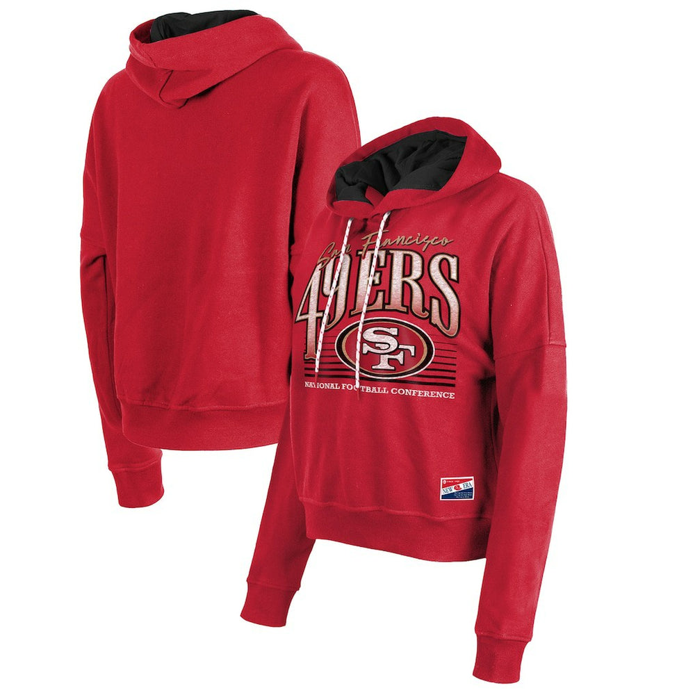 San Francisco 49ers New Era Women's Boxy Pullover Hoodie - Scarlet Hoodies