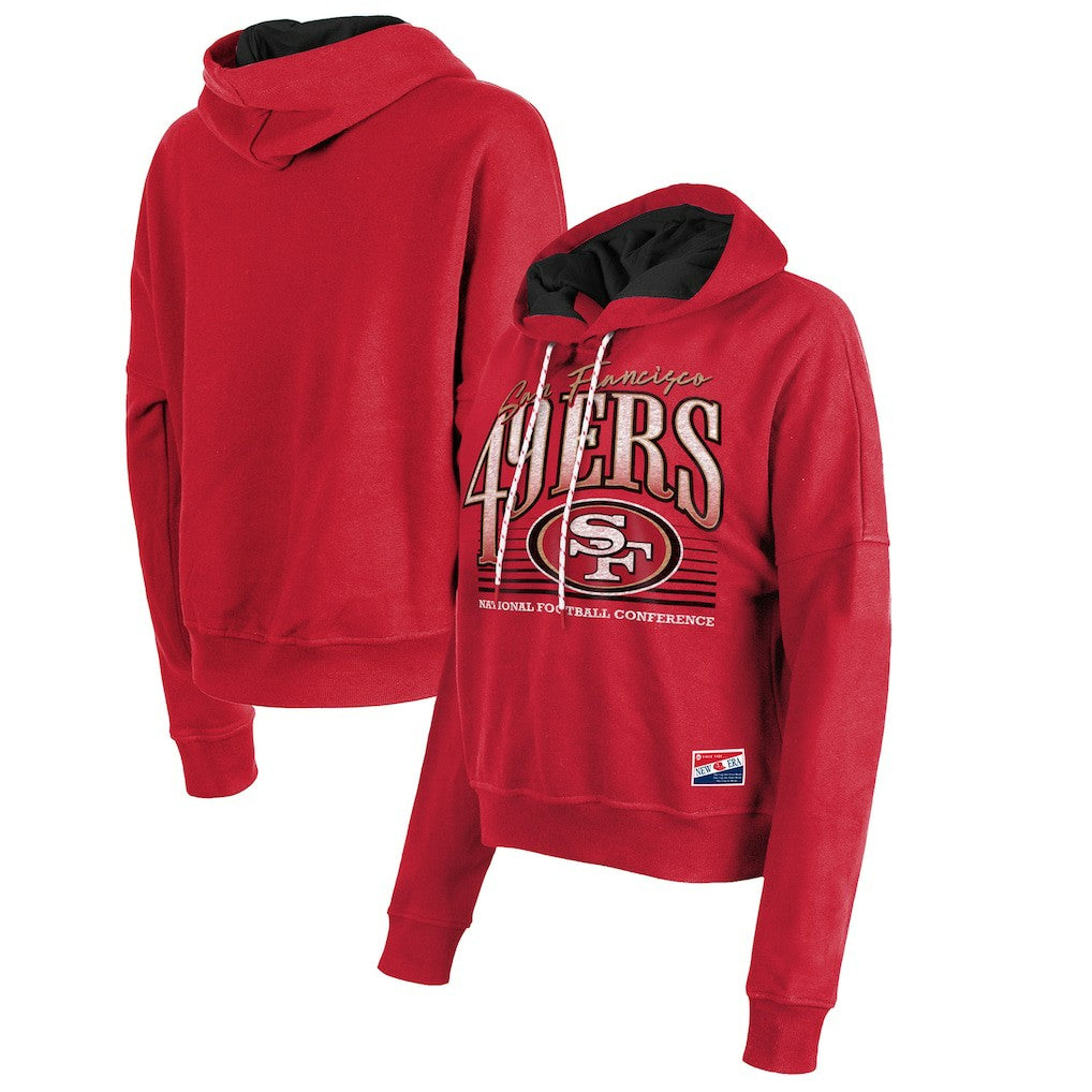 San Francisco 49ers New Era Women's Boxy Pullover Hoodie - Scarlet Hoodies