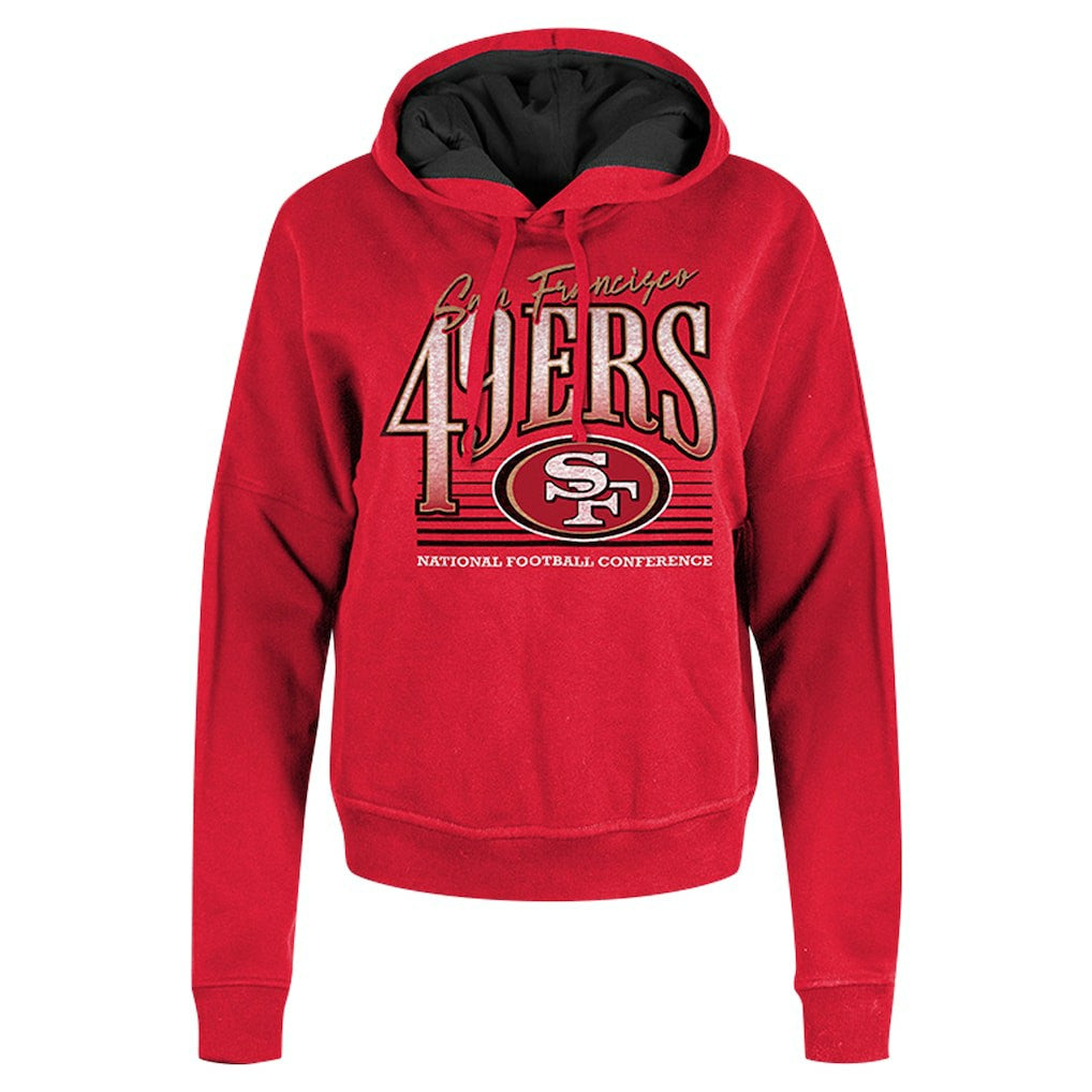 San Francisco 49ers New Era Women's Boxy Pullover Hoodie - Scarlet Hoodies